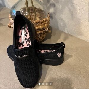 U.S. Polo Assn. Black Knit Slip-Ons Sneakers Women’s Sneakers NWOT Size 7